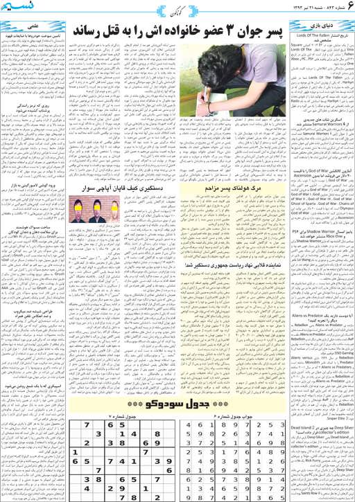 صفحه گوناگون روزنامه نسیم شماره 843